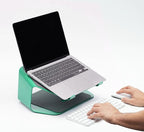 NUMIN Facet Laptop Station Green | Laptop Tabletop Stand Tall Height Ventilated | Sturdy Rust Free Metal Design | Anti Slip leatherite Surface | Compatible for MacBook, HP, Dell, Lenovo