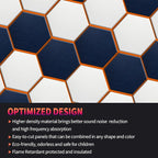 Mollywell Hexagon Acoustic Panels, High Density, Soundproofing, Decorative Noise Reduction Felt Wall Tiles for Ceilings, Home Office & Gaming Room (Navy Blue and Silver Grey), 14x12x0.4 Inch