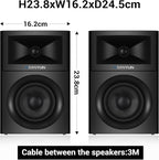 SW205 4" Bookshelf Speakers | Immersive HiFi Audio with Virtual Surround | Flagship DAC/DSP Engine | Geometric Diffusion Cabinet | 80W, Bluetooth 5.4/Optical/AUX Inputs, Wireless Remote, Red