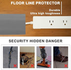 20Ft Floor Cord Cover Gray Silicone Cable Protector Easy to Install Wire Organizer and Hider for Home, Office, Garage (Gray-6m)