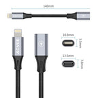 AGVEE 2 Pack 4 inch USB-C Female to Lightning Male Adapter, 30W Fast Charging Charger Converter for iPhone 14 13 12 11 Airpods iOS Device Carplay, Not for Audio, Dark Gray