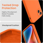 FireNova Designed for iPhone 13 Case, Silicone Upgraded [Camera Protection] Phone Case with [2 Screen Protectors], Soft Anti-Scratch Microfiber Lining Inside, 6.1 inch, Neon Orange