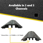 Kable Kontrol Drop Over Floor Cord Cover – 40” Inch Long 2 Channel Cable or Wire Protector – 60 Pcs Bulk Pack - Rubber Ramp for Indoor and Outdoor Use – Black