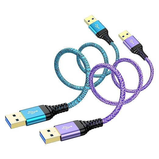 USB to USB Cable, 2Pack 6Ft USB3.0 A to A Male to Male Cable Double End USBCord Data Transfer Cord for Hard Drive Enclosures, Laptop Cooler, Computer PC Cooling Fan/Pad, DVD Player, TV, Hub, Monitor