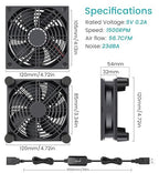 Wathai Cooling Case Fan for Receiver DVR Xbox TV Box Router 120mm x 25mm 5V USB Power