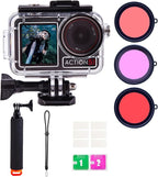Waterproof Case for DJI Osmo Action 5 Pro/4/3 with 3 Pack Dive Filters, 196FT/60M Underwater Protective Housing Dive Kit, Professional Action Camera Dive Accessory