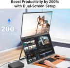 InnoView 23.8" FHD 100Hz Dual Monitor Built-in Speakers 315°Adjustable 100% sRGB Double Monitor Extendrer for Windows Mac w/HDMI Type-C Work Office Triple Monitors