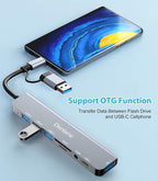 USB C Hub USB Hub 3.0 for Laptop, Upgrade 8 in 2 USB Splitter with USB-C/4 USB A Port Extender, TF/SD Card Slot, 3.5mm Audio Adapter, USBC USB Dongle for PC/Mac/MacBook/Laptop/iPad/Tablet