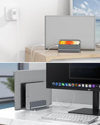 OMOTON [Updated Dock Version] Vertical Laptop Stand, Double Desktop Stand Holder with Adjustable Dock (Up to 17.3 inch), Fits All MacBok/Surface/Samsung/HP/Dell/Chrome Book (Grey)