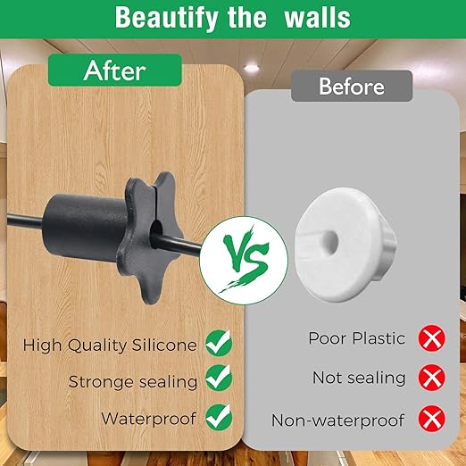 4pc Starlink Cable Grommet 5/8" Silicone Waterproof Wall Hole Pass Through Split Cable Bushings for TV Wire Ethernet Cord, Starlink Cable Routing Kit Accessories, 27.6mm/1.09" Ht, Black