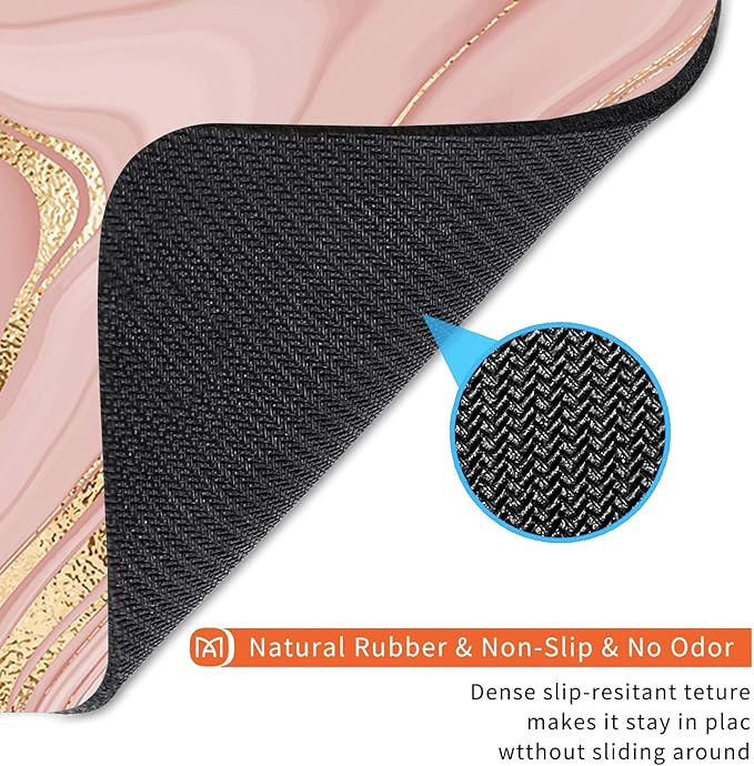 Square Mouse Pad Pink Gold,Personalized Premium-Textured Custom Mouse Mat Design,Washable Mousepad Cloth,Non-Slip Rubber Base Computer Mouse Pads for Wireless Mouse