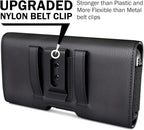 PiTau Holster for iPhone Pro Max & Plus 16, 15, 14, 13, 12, 11, 8, 7, 6, 6s, Xs Max, Cell Phone Case with Belt Clip ID Card Holder for Samsung Galaxy S25+ Note 10+, Fits with Otterbox, Black Large