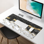 Extended Gaming Mouse Pad, XXL Large Mouse Mat 30 x 14 Inch, Big Computer Keyboard Mousepad, Waterproof Desk Pad with Stitched Edges and Non-Slip Base for Office Gaming, Black Cracked Marble