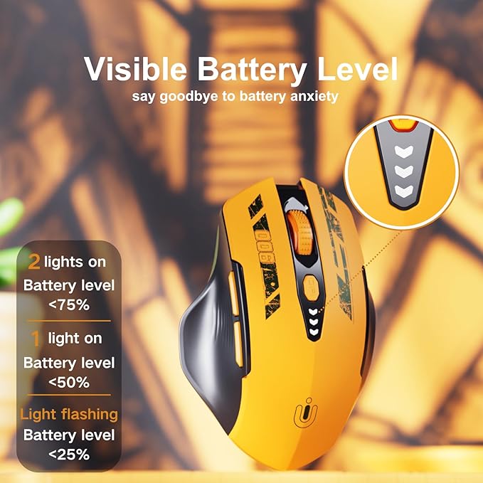 Bluetooth Mouse,Tri-Mode (BT 5.0/4.0+2.4G Hz),Visible Battery Level,Rechargeable Ergonomic Wireless Mouse with 4 Adjustable DPI Levels for Laptop and PC
