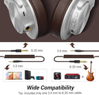 OneOdio A70 Bluetooth Over Ear Headphones, Wireless Headphones w/ 72H Playtime, Hi-Res, 3.5mm/6.35mm Wired Audio Jack for Studio Monitor & Mixing DJ E-Guitar AMP, Computer Laptop PC Tablet - Silver