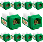 Cmple - 10 Pack Cat5e Keystone Jack Insert Punch Down RJ45 Connectors RJ45 Keystone Jack 90 Degree Female for Wall Plates, Patch Panels, Patch Cables, Ethernet Cables - Green