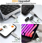 Temdan 2 Pack Lightning to USB C Adapter for iPhone 15/16 Pro/Pro Max/Plus, Support Audio/OTG Adapter, Type C Charger Connector Cable, Silver