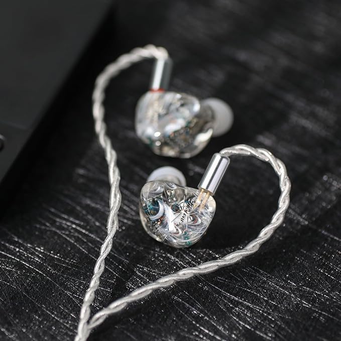 Kiwi Ears Orchestra Lite in Ear Monitor, Custom 8BA HiFi Earphone, Studio Monitor Headphone, Wired Earbuds with Detachable OFC Cable, Handcrafts Faceplate for Audiophile Musician (Clear)