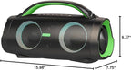 DOSS Extreme Boom Pro Loud Bluetooth Speaker with 100W Stereo Sound, Extra Bass, 20H Playtime, Party-Sync Led Lights, Built-in Power Bank, IPX6 Waterproof for Outdoor, Camping, Pool-Green