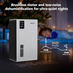 NineSky Dehumidifiers for Home, 95 OZ Water Tank, (1000 sq.ft) Dehumidifiers for Bathroom Bedroom Basement with Auto Shut Off,7 Colors LED Light(Silver)