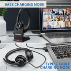 Wireless Headset with Mic for Work, Bluetooth 5.3 Headset with AI Noise Cancelling Microphone & Call Reminder, Wireless Headphone with Voice Assistant for PC/Computer/Remote Work/Call Center/Zoom