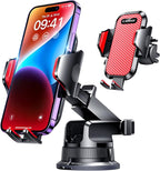 VANMASS [Pro Version] Universal Car Phone Mount [Super Suction Cup] Dashboard Phone Holder, Handsfree Windshield Dash Vent Phone Holder Car, Compatible for iPhone 16 15 14 13 Samsung LG & Truck,Red
