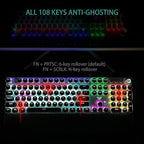 AULA F2088 Typewriter Style Mechanical Gaming Keyboard Blue Switches,Rainbow LED Backlit,Removable Wrist Rest,Media Control Knob,Retro Punk Round Keycaps,USB Wired Computer Keyboard