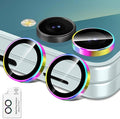 for Samsung Galaxy Z Flip 7 Camera Lens Protector, Individual Metal Ring Tempered Glass Lens Cover, [Strong Adsorption] Scratch Resistant Ultra-Thin HD Clear Lens Cover, 1 Set-Colorful Ring