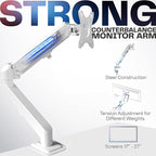 VIVO Articulating Single 17 to 27 inch Pneumatic Spring Arm Clamp-on Desk Mount Stand | Fits 1 Monitor Screen with Max VESA 100x100, White (STAND-V101OW)