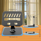 Larger Metal Tablet Stand, Adjustable 360° Rotation Tablet Holder Compatible with 4-16" Tablet Such as iPad Pro, iPad Air, iPad Mini, Tab S10 Ultra, Grey