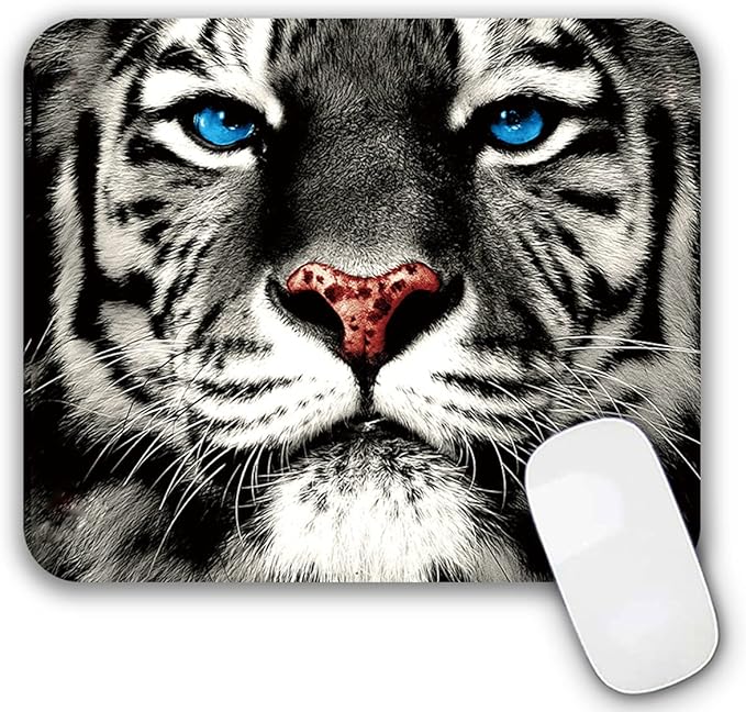 Mouse Pad, Gaming Mouse Pad, Non-Slip Rubber Base Mouse Mat with Designs for Laptop, Computer & Office, 9.5 x 7.9 x 0.12 inches (Tiger face)