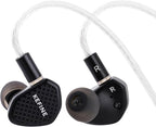 Linsoul Kefine Klean in Ear Monitor,10mm DLC Diaphragm Dynamic Driver HiFi Earphones,Wired Gaming Earbuds,Replaceable Nozzles,Detachable Silver-Plated Cable for Audiophile (with Mic Type-C, Black)