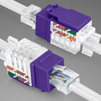 Everest 45° Angled RJ45 Cat6 Keystone Jacks 50-Pack in Purple - Slim Profile Female RJ45 Connectors - Cat 6 Keystone Jack - Compatible with 45° Angled Speed Termination Tool - 45Term (B0BL3GS7ZY)