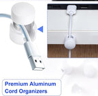 3 Sets Charger Holders for Cords, White Adjustable Cable Anchor Holders, Adhesive Metal Cord Clips, Cable Management Wire Organizers for Desk, Office, Nightstand