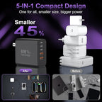 USB C Fast Wall Charger Block, 2Pack 60W USBC Charging Cubes, 5-Port PD+QC Power Adapter Multiport Brick Type C Box Plug for Phone 16/15/14/13/12/11/Pro Max/Plus, Pad Mini/Pro/S25/S24-Black