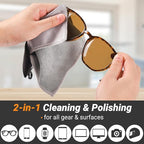 2 Sided Glasses Cleaning Kit,Portable Glasses Cleaner Cloth Keychain,Reusable Microfiber Eye Glasses Lens Cleaning Cloth Wipes Kit with Pouch,Black,6X 6-Inch
