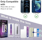 2 Pack Screen Protector for iPhone 12 Pro/iPhon 12, 9H Tempered Glass, Full Coverage, Anti-Fingerprint, Auto Dust-Elimination, No Bubble, Easy Installation