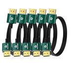 Slim HDMI Cables 10FT 5Pack, Ultra Soft & Thin HDMI to HDMI Cord, Extreme Flexible & Skinny HDMI Wire Supports High Speed 4K@60Hz 18gbps 2160p 1080p