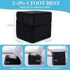 ROYALAY Adjustabl Foot Rest Under Desk for Office, High-Density Foam Foot Rest with 3 Adjustable Heights, Ergonomic Footrest with Washable Cover for Home, Airplane, Travel(16 * 14.5 * 17in, Black)