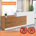 Reception Desk with Counter Modern Checkout Counter with Lockable Drawer Keyboard Tray Receptionist Desk for Office Salon Reception Table E Left 63inch/160cm