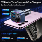 Syncwire Bluetooth 5.3 FM Transmitter Car Adapter 48W(PD 36W & 12W) [Light Switch] [Hi-Fi Deep Bass] [Fast Charging] Wireless Radio Music Adapter LED Display Hands-Free Calling Support USB Drive