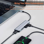 VIENON 5 in 1 Aluminum USB-C Hub with Memory Card Reader and 3 USB 3.0 Ports, for PC, Laptops, MacBook Pro/Air, iMac Pro, Surface and Tablet