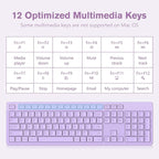 LeadsaiL Purple Wireless Keyboard, 2.4GHz Full-Sized Ergonomic Computer Keyboard, Cordless Noiseless Keyboard,12 FN Shortcuts for Windows MacOS Laptop Computer
