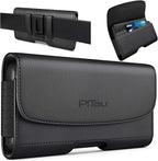 Case for Large iPhone Plus, Pro Max 16 15 14 13 12 11 Xs, Samsung Galaxy S25+ S24+ S23+ S22+ S21+, Cell Phone Belt Holster Clip, ID Card Holder Pouch, Fits Otterbox Case - Black