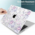 TWOLSKOO for M4 MacBook Air 13.6 inch Case 2025-2022 Release M4 A3240 M3 A3113 M2 A2681, Plastic Hard Shell & Screen Protector & Keyboard Cover & Trackpad Film, Purple Peony