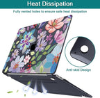 Teryeefi Case for M1 MacBook Air 13 inch 2020 2019 2018 fits Model A2337 A2179 A1932 with Retina Display & Touch ID, Plastic Hard Shell & Keyboard Cover & Screen Protector, Pretty Colorful Flower A004