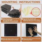 Acoustic Panels - 12 Pack 12x12x2 Inches Black Pyramid Acoustic Foam, Fire-Proofed Soundproof Wall Panels, 25kg/cbm Sound Proof Foam Panels ， Sound Panels for Recording Studio and Music Room