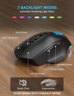 SABLUTE Ergonomic Wireless Keyboard and Mouse Combo - Wave Keyboard with Soft Leather Wrist Rest, Resistant Keys, RGB Backlit Rechargeable Set for PC/Mac/Chromebook (Black)