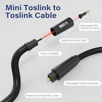 Elecan Mini Toslink to Toslink Digital Optical S/PDIF Audio Cable 4 Ft, Gold Plated Soft Flexible Fiber Optic Cable,Signal Protection PVC,Surround Sound for Soundbar,Home Theater,Hi-Fi System+Ties MI