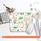 Square Mouse Pad Cute Cat, Personalized Premium-Textured Custom Mouse Mat Design, Washable Mousepad Cloth, Non-Slip Rubber Base Computer Mouse Pads for Wireless Mouse